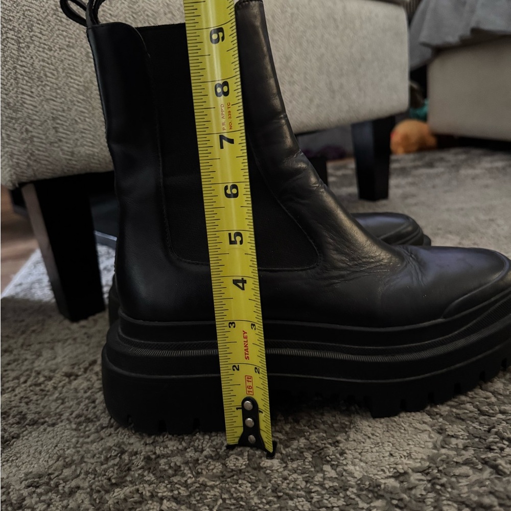 Zara Black Leather Chunky Boots - Picture 4 of 8
